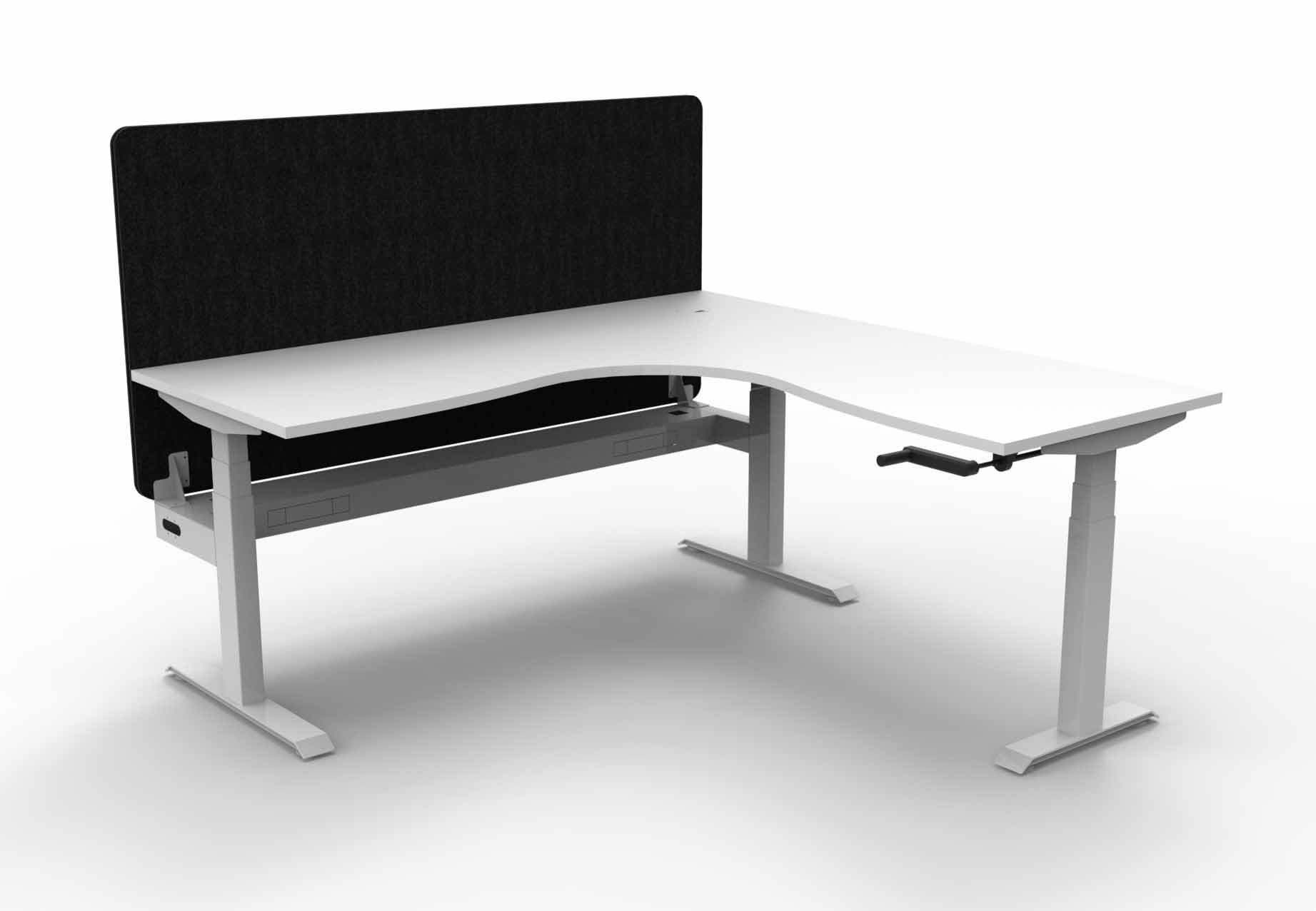 Boost Crank Manual Sit-Stand Corner Workstation with Cable Tray and Eco Screen